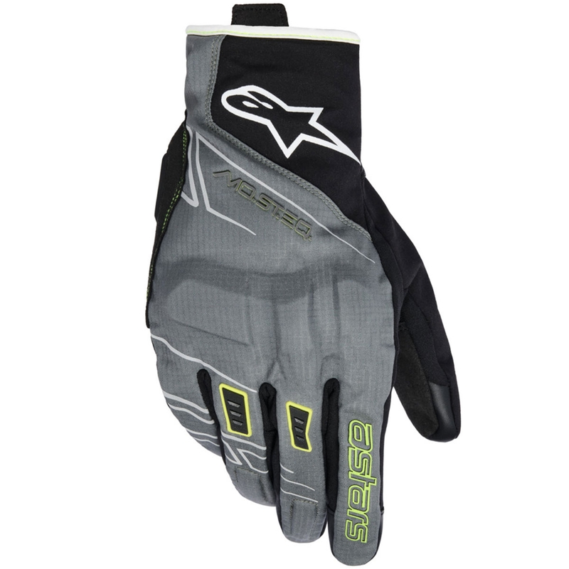Guantes de moto impermeables Alpinestars MOBLAST gris-negro-amarillo flúor-blanco
