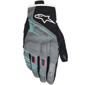 Guantes de moto para mujer Alpinestars STELLA MOBLAST IMPERMEABLES gris-negro-rosa flúor-turquesa-blanco