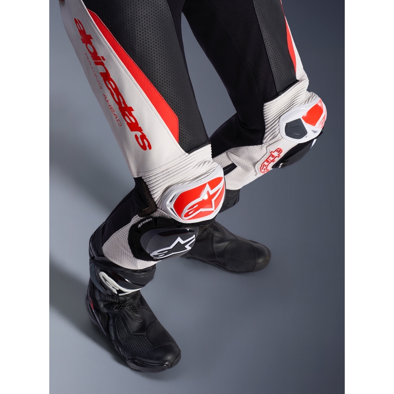 Mono de moto de cuero de una pieza para mujer Alpinestars Stella GP-R7 blanco-rojo flúor-negro