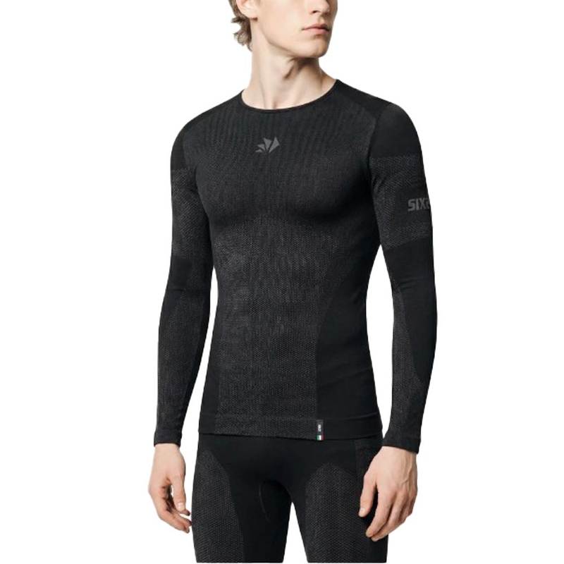 Camiseta funcional de manga larga SIXS BT TS2L V2, color negro-gris oscuro.