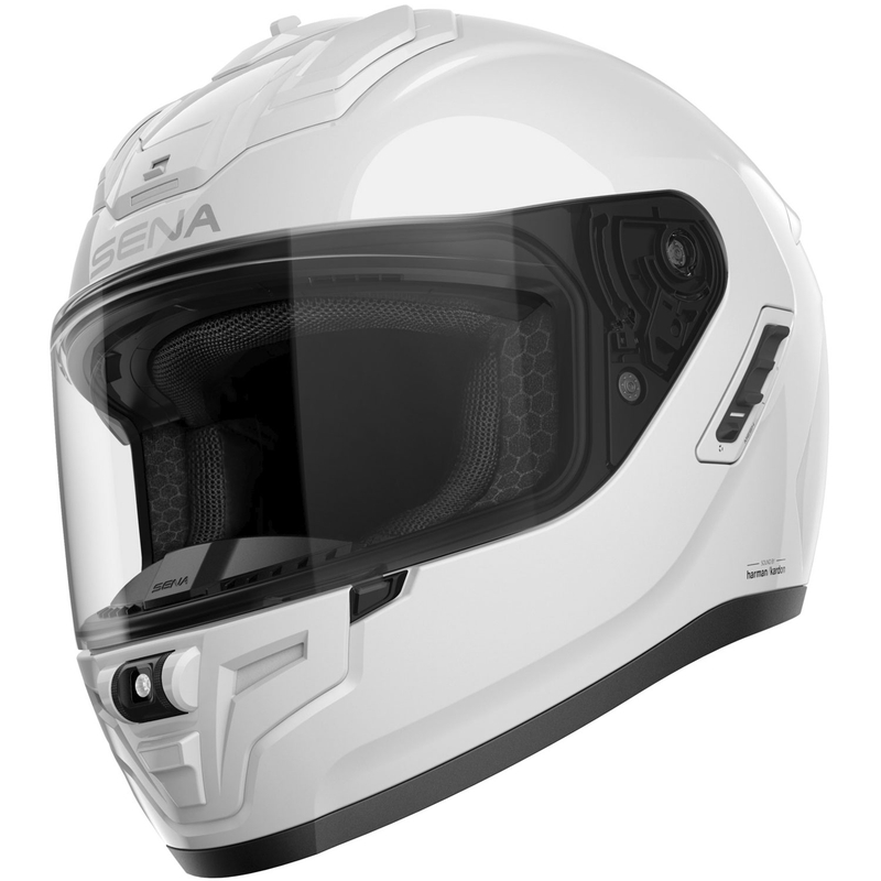 Casco integral de moto con auriculares SENA Phantom ANC blanco brillante