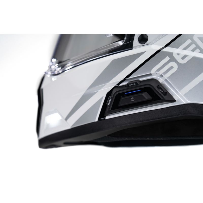 Casco de moto Enduro con auriculares SENA Outlander blanco brillante