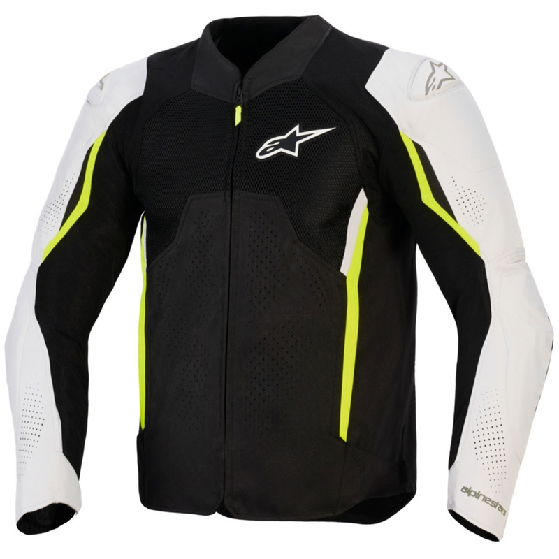 Chaqueta de moto Alpinestars AST V3 Air blanca-amarillo flúor-negra