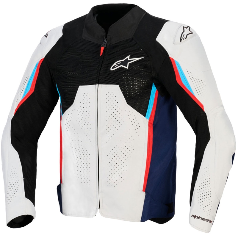Chaqueta de moto Alpinestars AST V3 Air blanca-azul-roja-negra