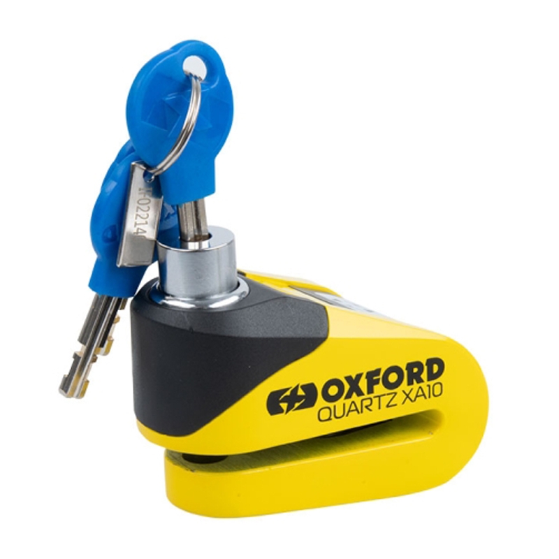 Candado de freno de disco Oxford Quartz Alarm XA10 amarillo-negro