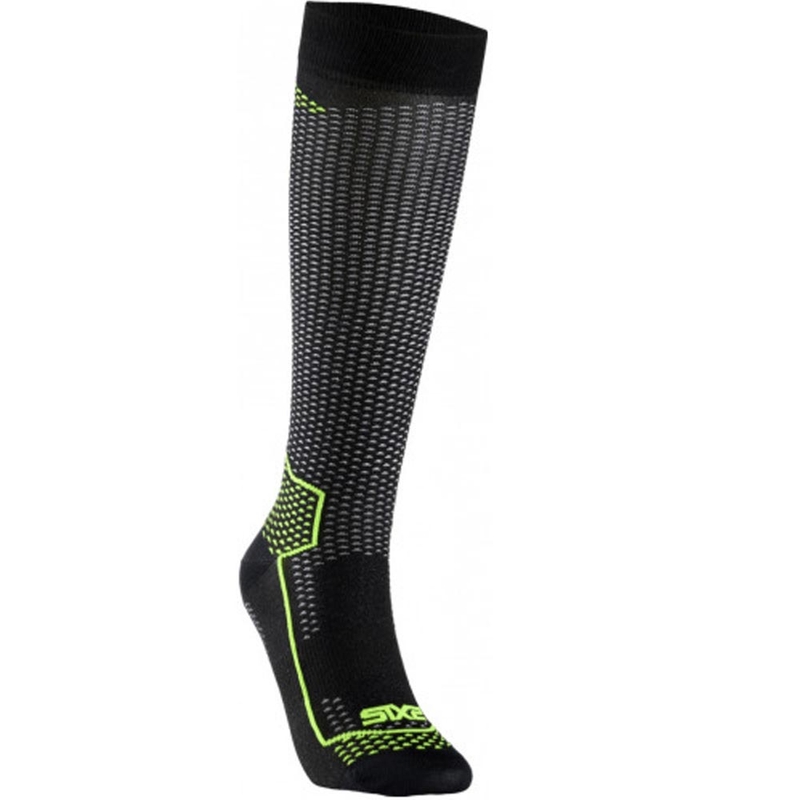 Calcetines funcionales hasta la rodilla SIXS LONG V3 negro carbono-amarillo