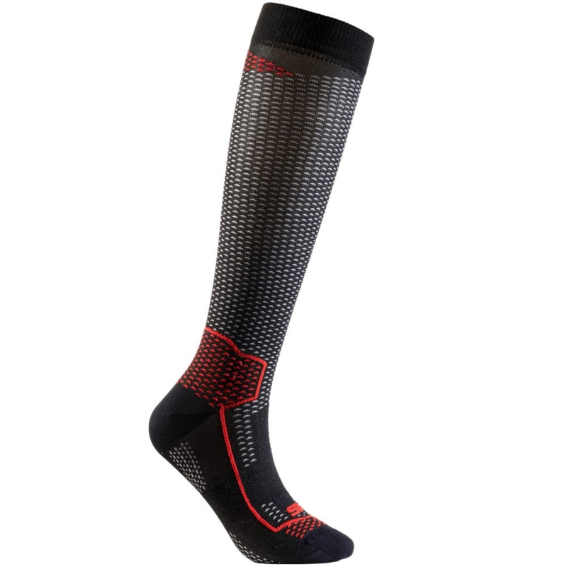 Calcetines funcionales hasta la rodilla SIXS LONG V3 negro carbono-rojo