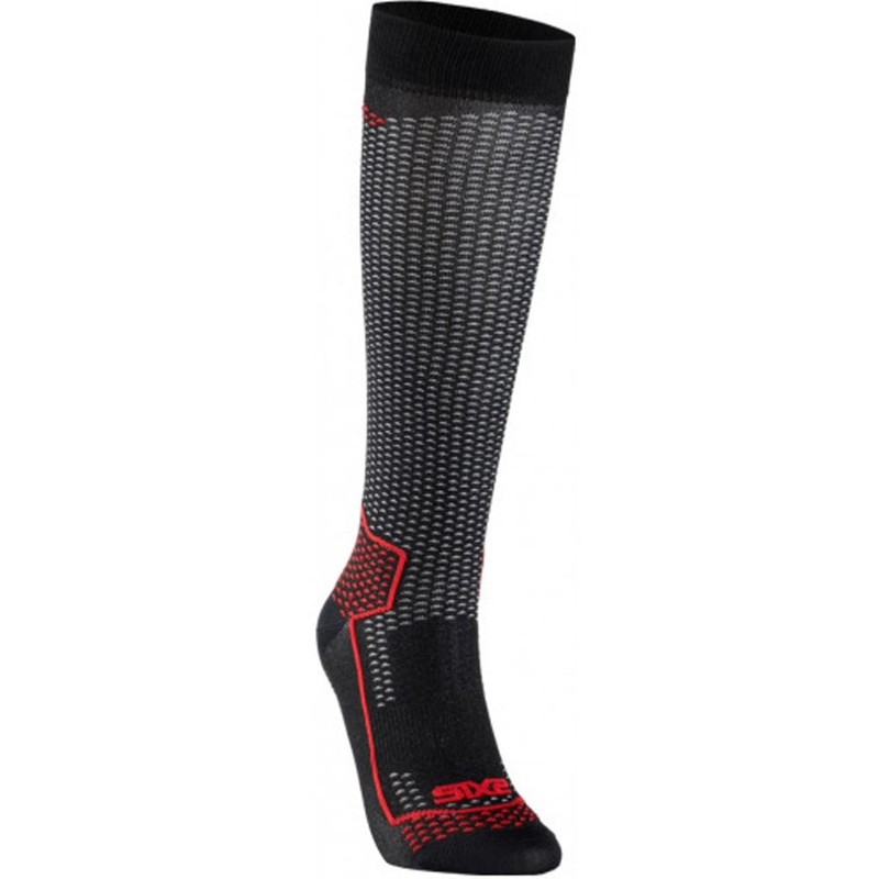 Calcetines funcionales hasta la rodilla SIXS LONG V3 negro carbono-rojo