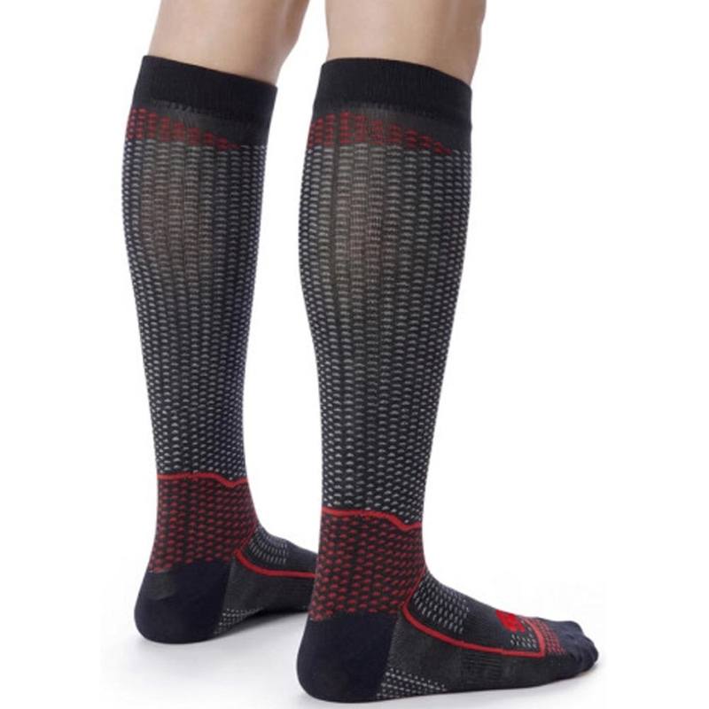 Calcetines funcionales hasta la rodilla SIXS LONG V3 negro carbono-rojo