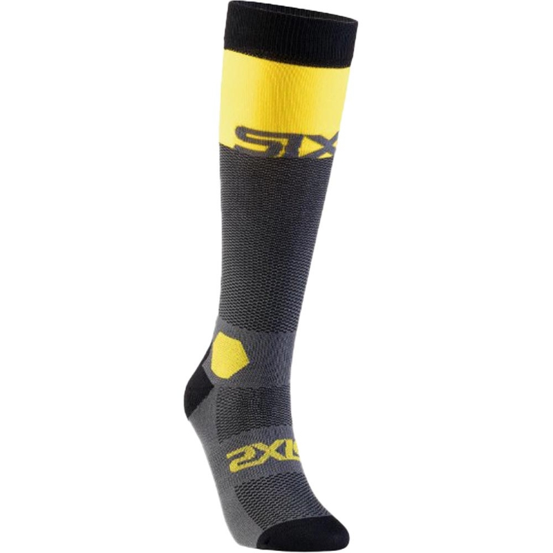 Calcetines funcionales hasta la rodilla SIXS LONG RACING V2 gris oscuro-amarillo