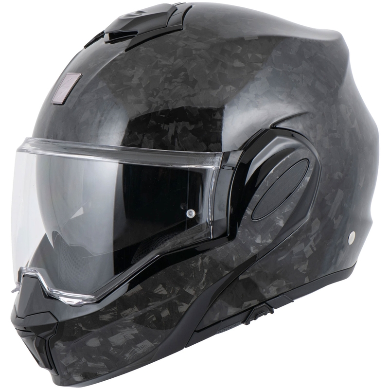 Casco de moto abatible Scorpion EXO-TECH EVO ONYX CARBON Solid, color negro.