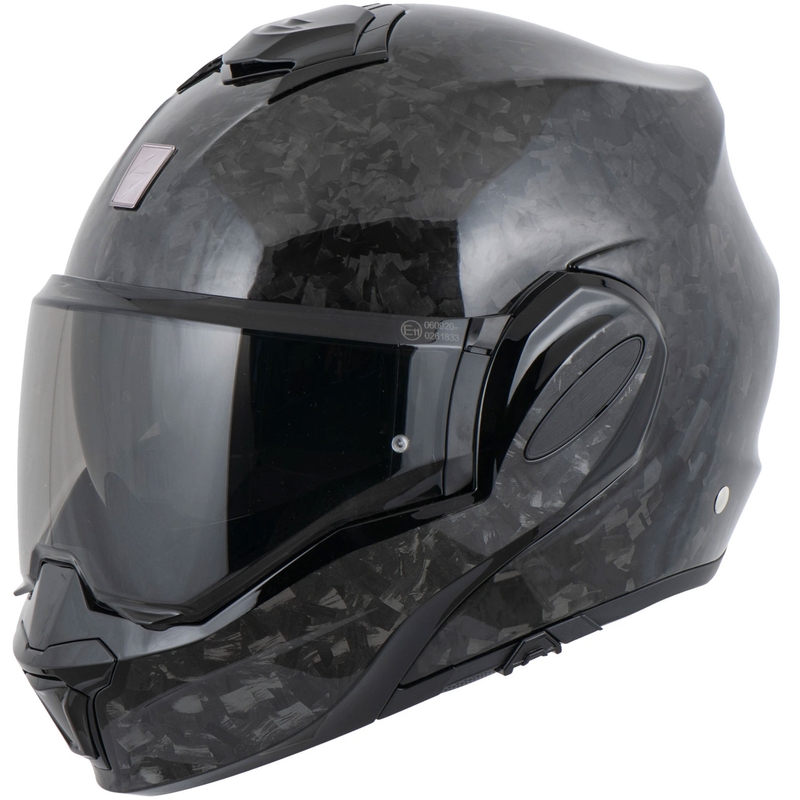 Casco de moto abatible Scorpion EXO-TECH EVO ONYX CARBON Solid, color negro.