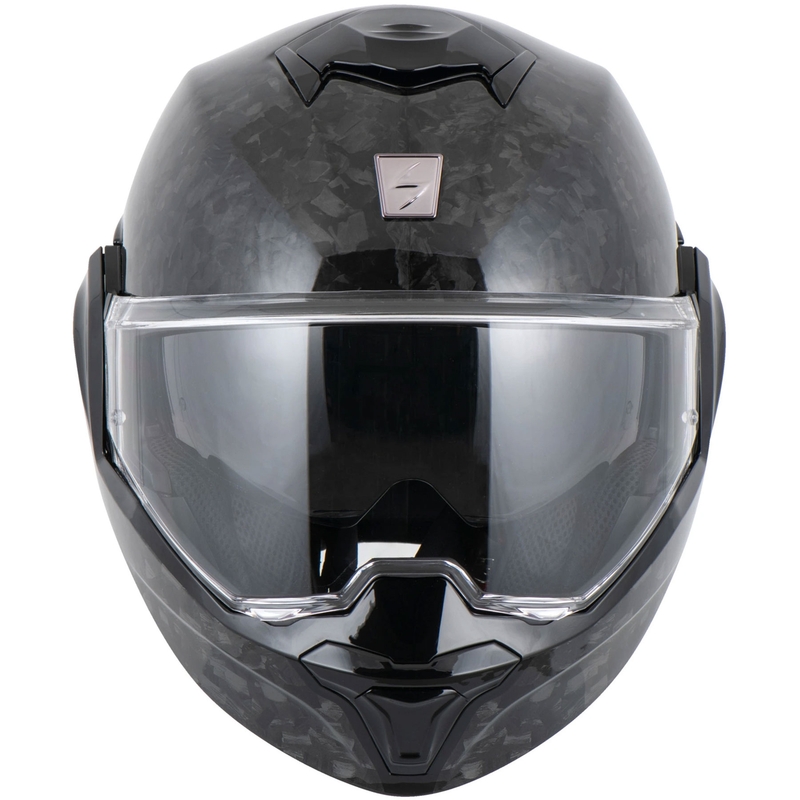 Casco de moto abatible Scorpion EXO-TECH EVO ONYX CARBON Solid, color negro.