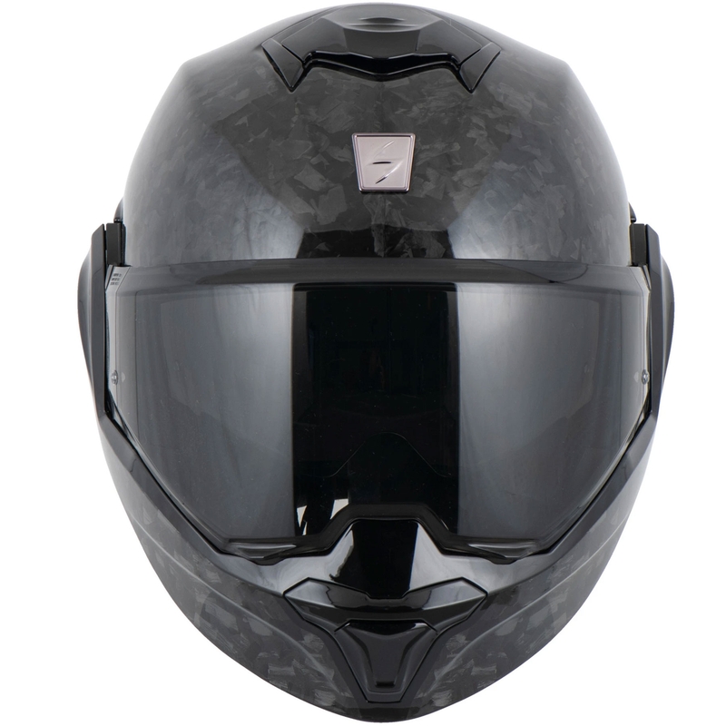 Casco de moto abatible Scorpion EXO-TECH EVO ONYX CARBON Solid, color negro.