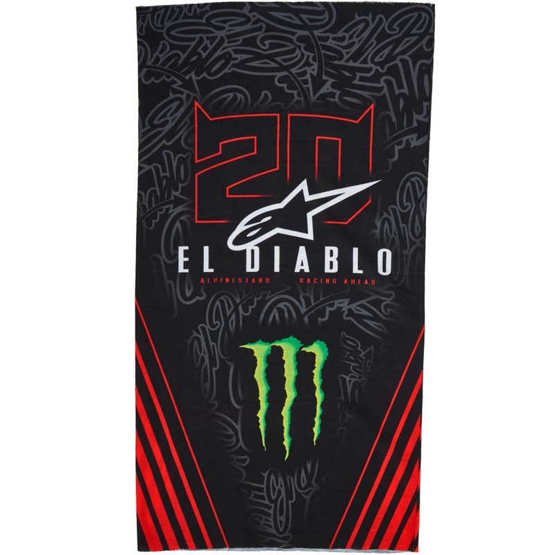 Braga para el cuello Alpinestars FQ20 Monster Collection, color negro, rojo flúor, azul y verde.