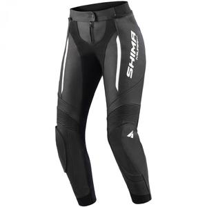 Pantalones de moto para mujer Shima Miura 2.0, color negro y blanco.
