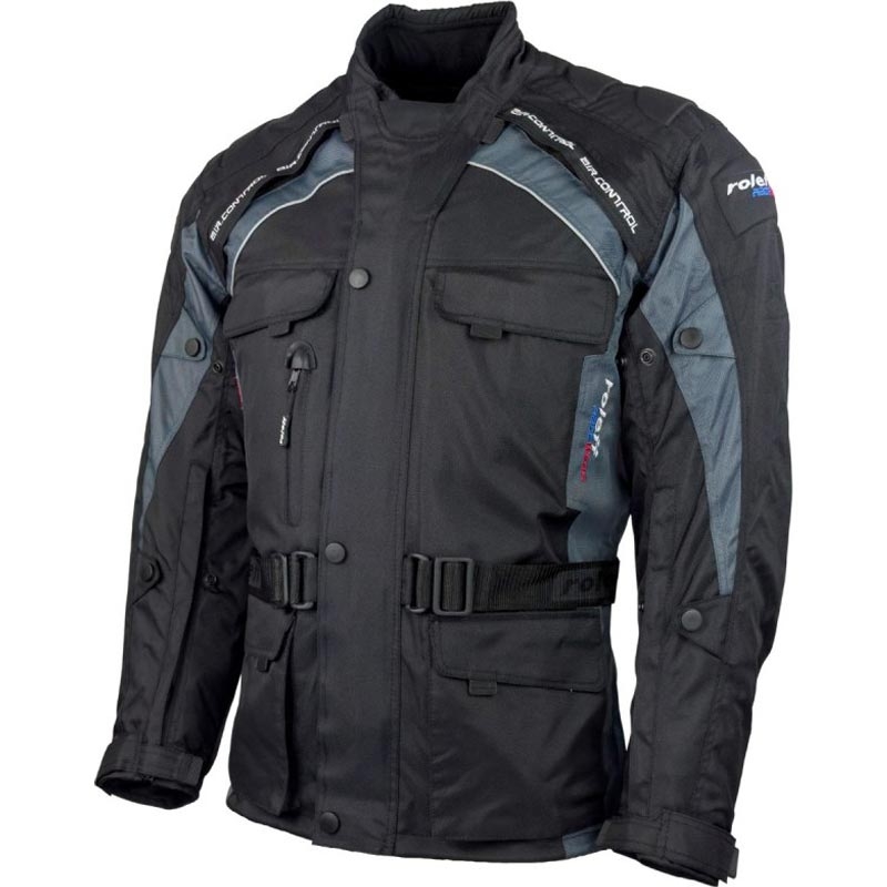 Chaqueta de moto Roleff Liverpool negra-gris
