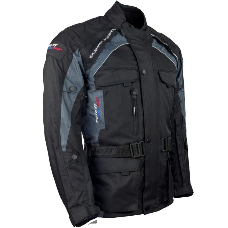 Chaqueta de moto Roleff Liverpool negra-gris