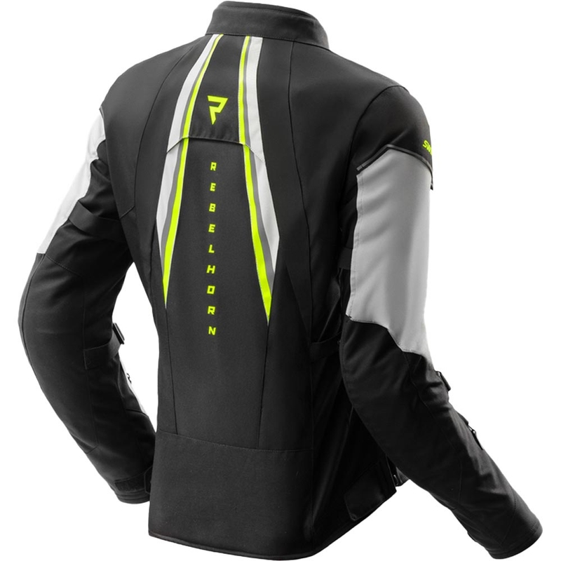 Chaqueta de moto para mujer Rebelhorn Swift gris claro-amarillo fluo