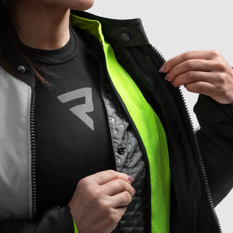 Chaqueta de moto para mujer Rebelhorn Swift gris claro-amarillo fluo
