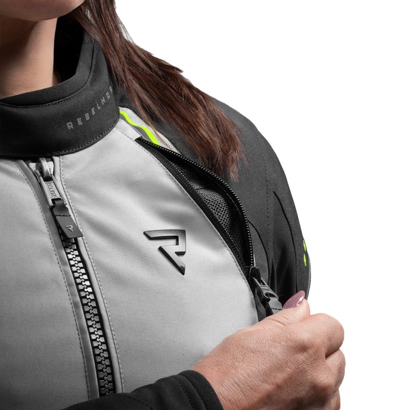 Chaqueta de moto para mujer Rebelhorn Swift gris claro-amarillo fluo