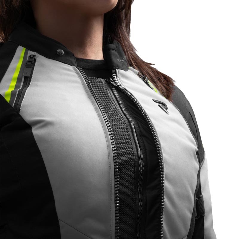 Chaqueta de moto para mujer Rebelhorn Swift gris claro-amarillo fluo