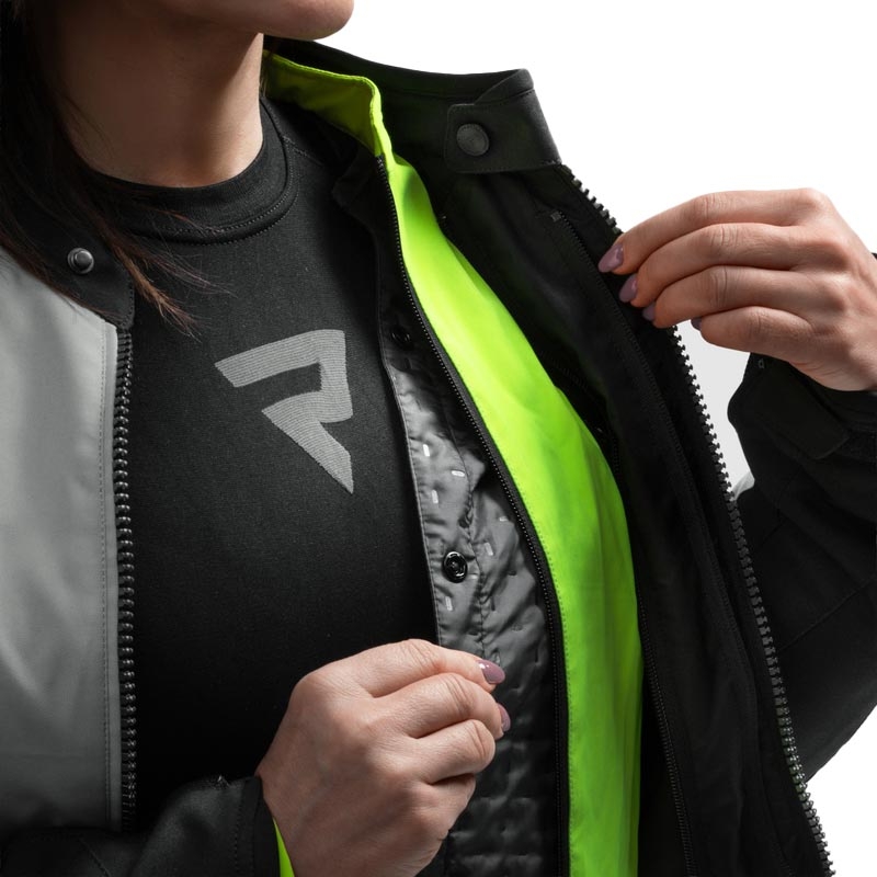 Chaqueta de moto para mujer Rebelhorn Swift gris claro-amarillo fluo
