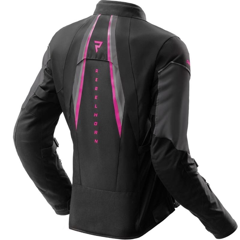 Chaqueta de moto para mujer Rebelhorn Swift negro-gris-rosa