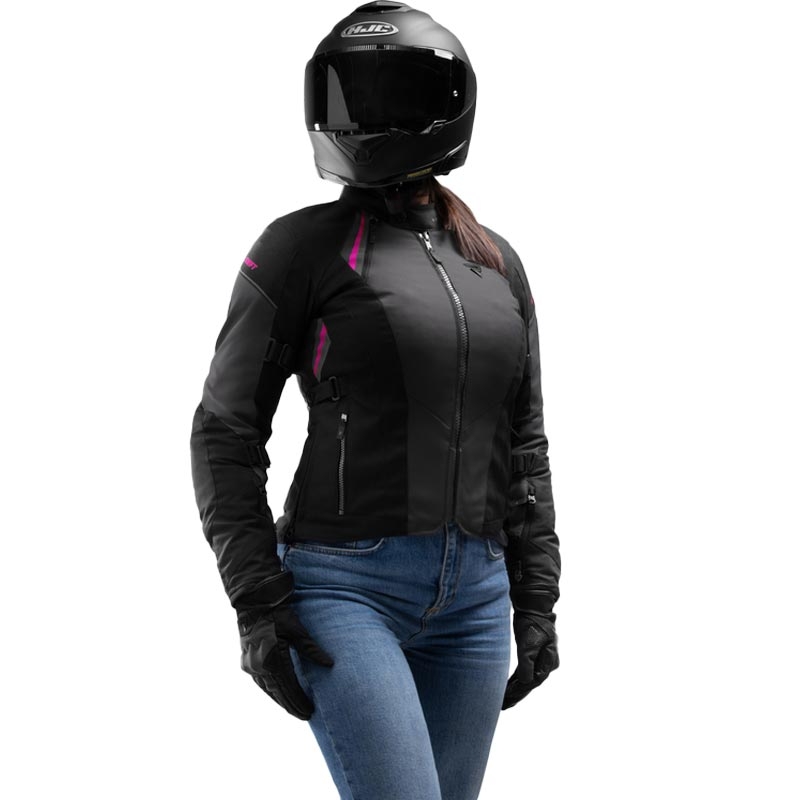 Chaqueta de moto para mujer Rebelhorn Swift negro-gris-rosa