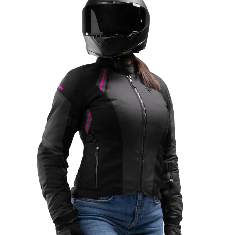 Chaqueta de moto para mujer Rebelhorn Swift negro-gris-rosa