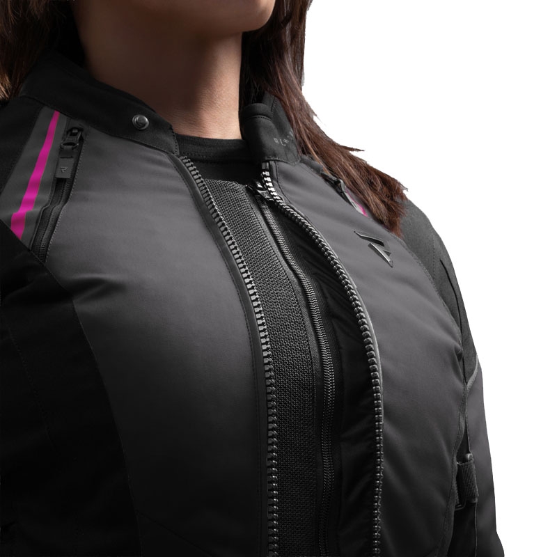 Chaqueta de moto para mujer Rebelhorn Swift negro-gris-rosa