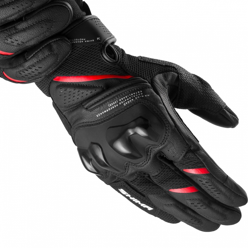 Guantes de moto Shima Spark 3.0, color negro y rojo.