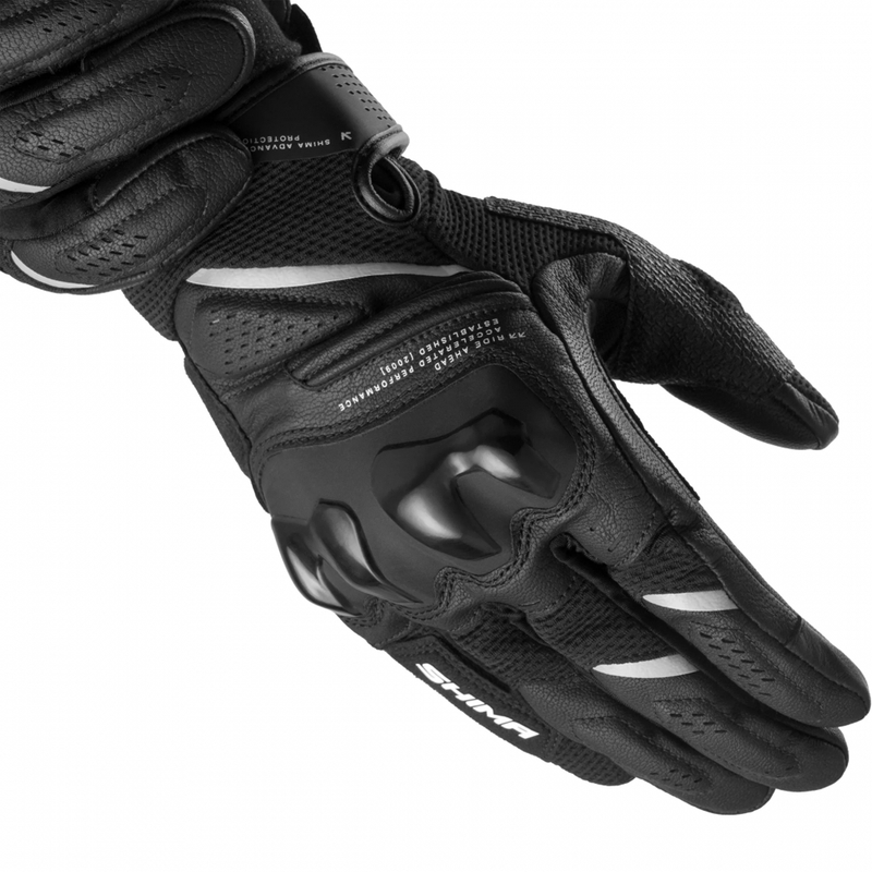 Guantes de moto Shima Spark 3.0, color negro y blanco.