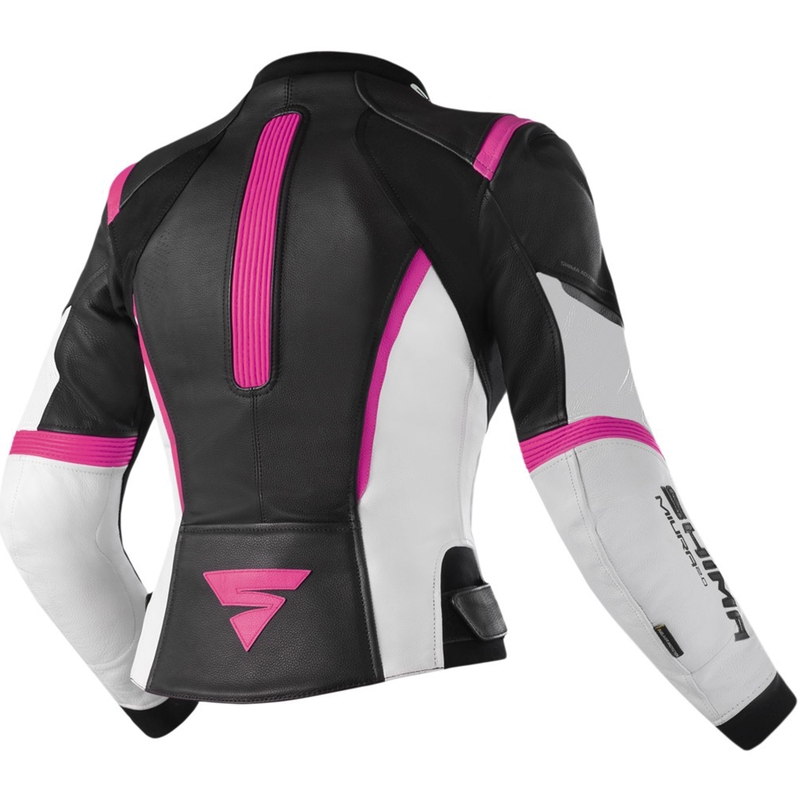 Chaqueta de moto para mujer Shima Miura 2.0, color negro y rosa flúor.