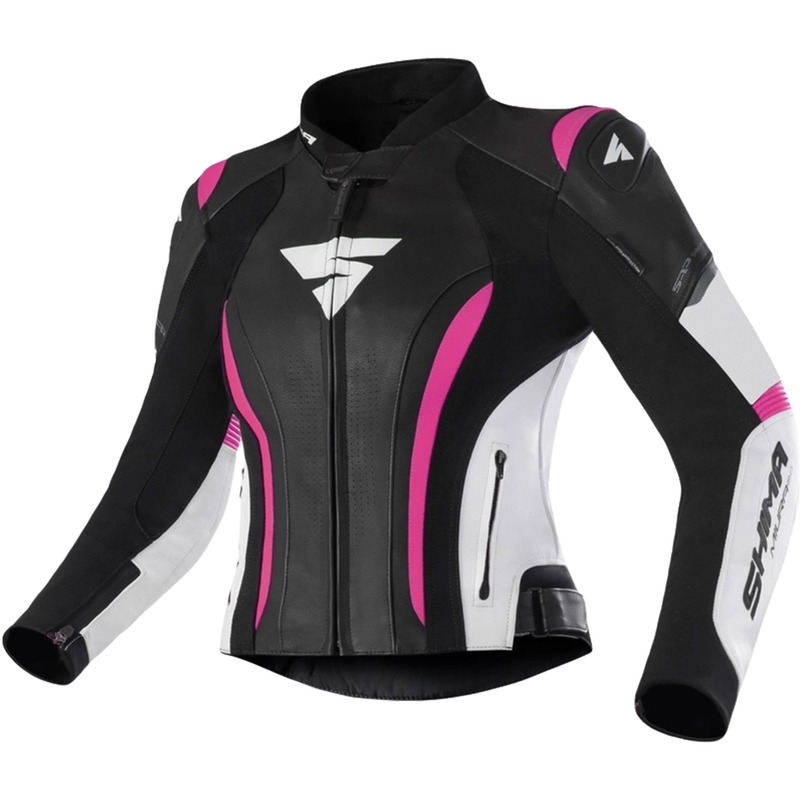 Chaqueta de moto para mujer Shima Miura 2.0, color negro y rosa flúor.