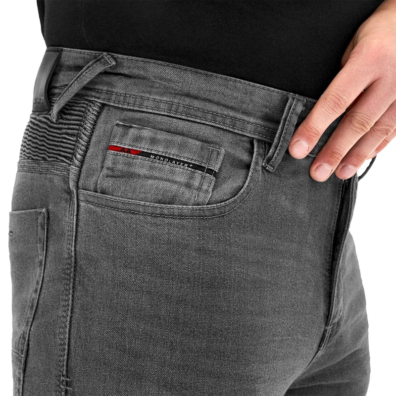 Pantalones vaqueros de moto Shima Zenith grises de caña larga.