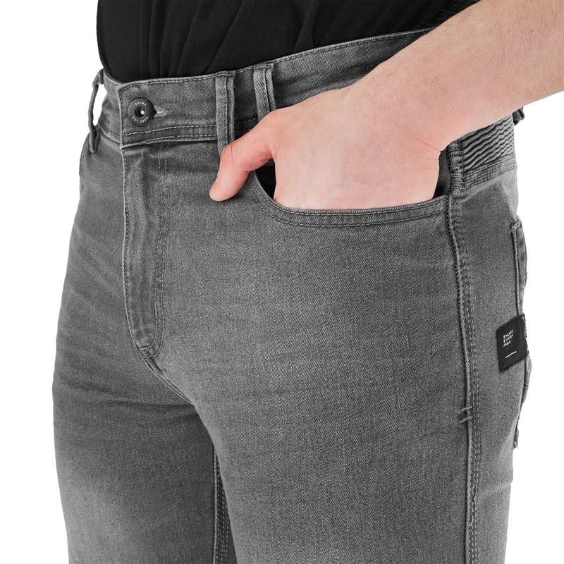 Pantalones vaqueros de moto Shima Zenith grises de caña larga.