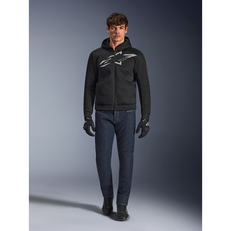 Sudadera de moto Alpinestars Chrome Superairflow negra-gris oscuro-blanca