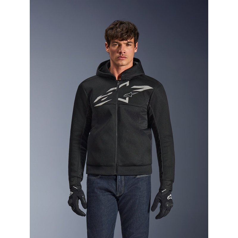 Sudadera de moto Alpinestars Chrome Superairflow negra-gris oscuro-blanca