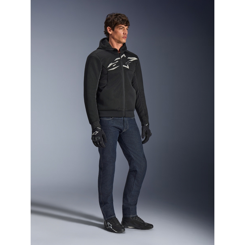 Sudadera de moto Alpinestars Chrome Superairflow negra-gris oscuro-blanca