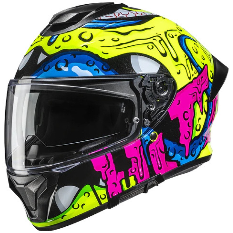 Casco integral de moto HJC C71 Squeeze MC32H amarillo-rosa-azul