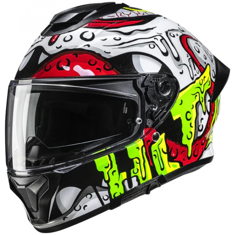 Casco integral de moto HJC C71 Squeeze MC41 blanco-amarillo-rojo