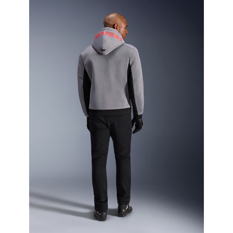 Sudadera de moto Alpinestars Chrome Superairflow negra-gris claro-rojo flúor