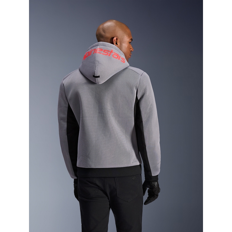 Sudadera de moto Alpinestars Chrome Superairflow negra-gris claro-rojo flúor