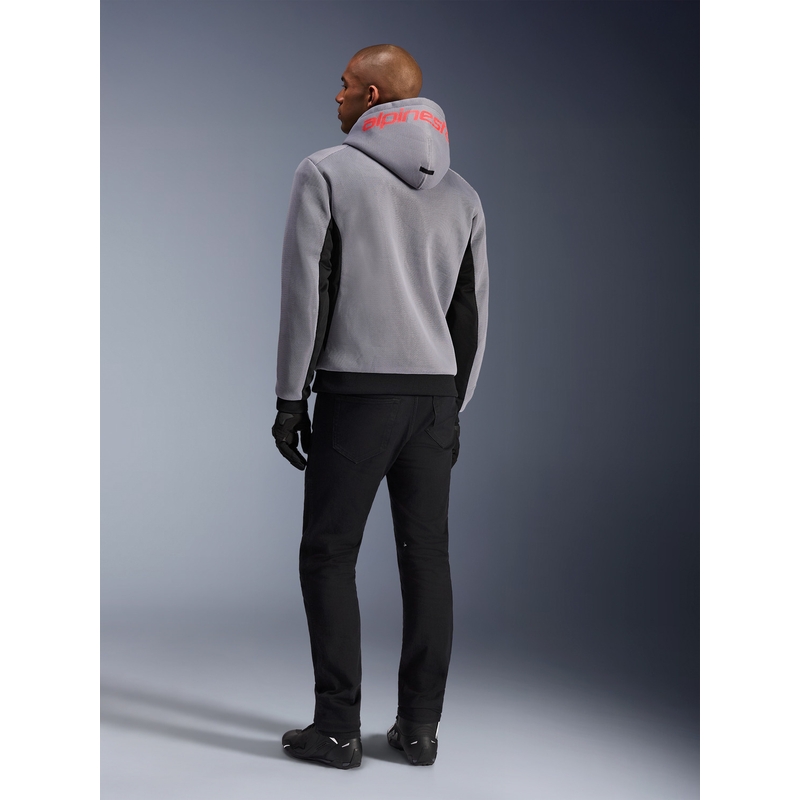 Sudadera de moto Alpinestars Chrome Superairflow negra-gris claro-rojo flúor
