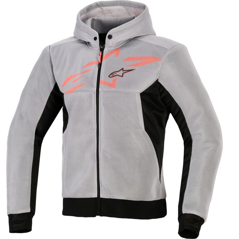 Sudadera de moto Alpinestars Chrome Superairflow negra-gris claro-rojo flúor