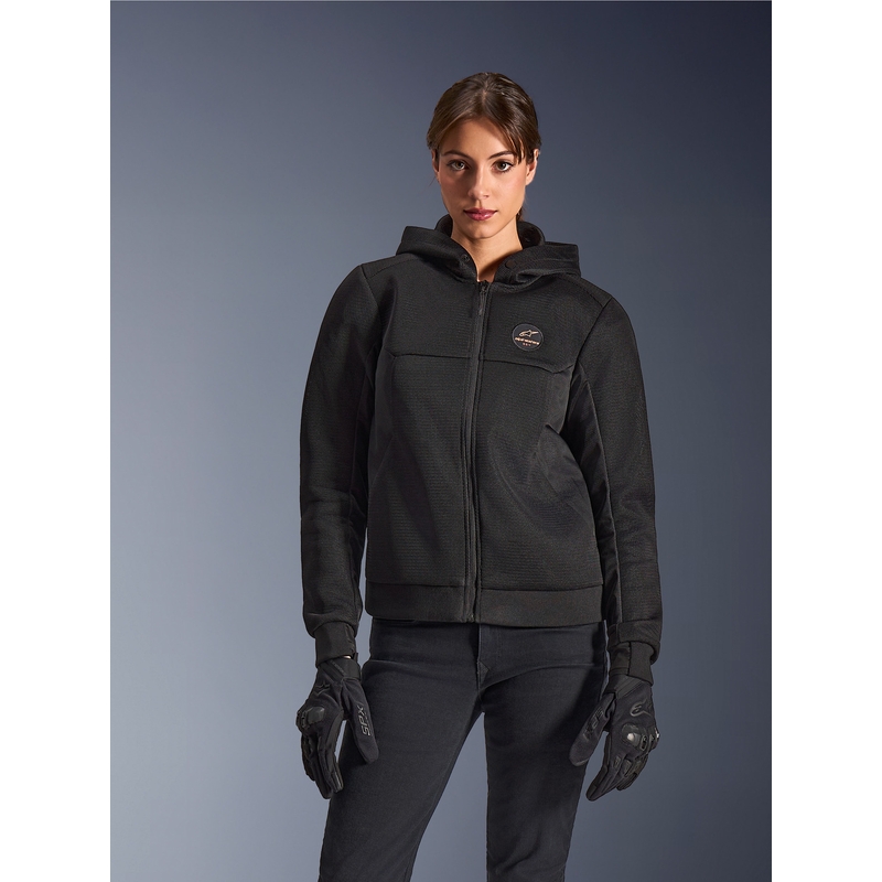 Chaqueta de moto Alpinestars Stella Chrome Superairflow para mujer, color negro-cobre.