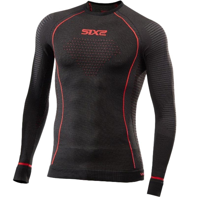 Camiseta funcional de manga larga SIXS TS2W CU negra-roja