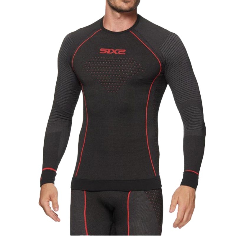 Camiseta funcional de manga larga SIXS TS2W CU negra-roja
