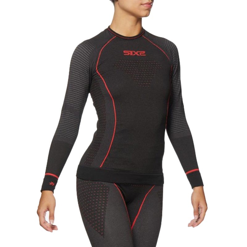 Camiseta funcional de manga larga SIXS TS2W CU negra-roja